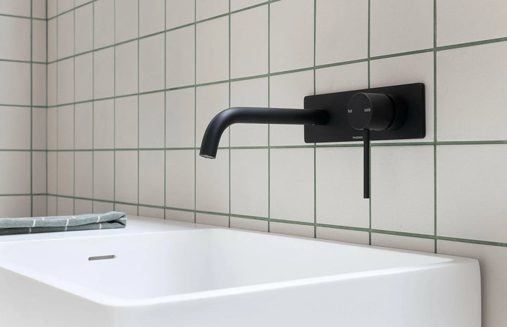 Vivid Slimline Basin/Bath Wall Mixer Set 180mm Curved Phoenix