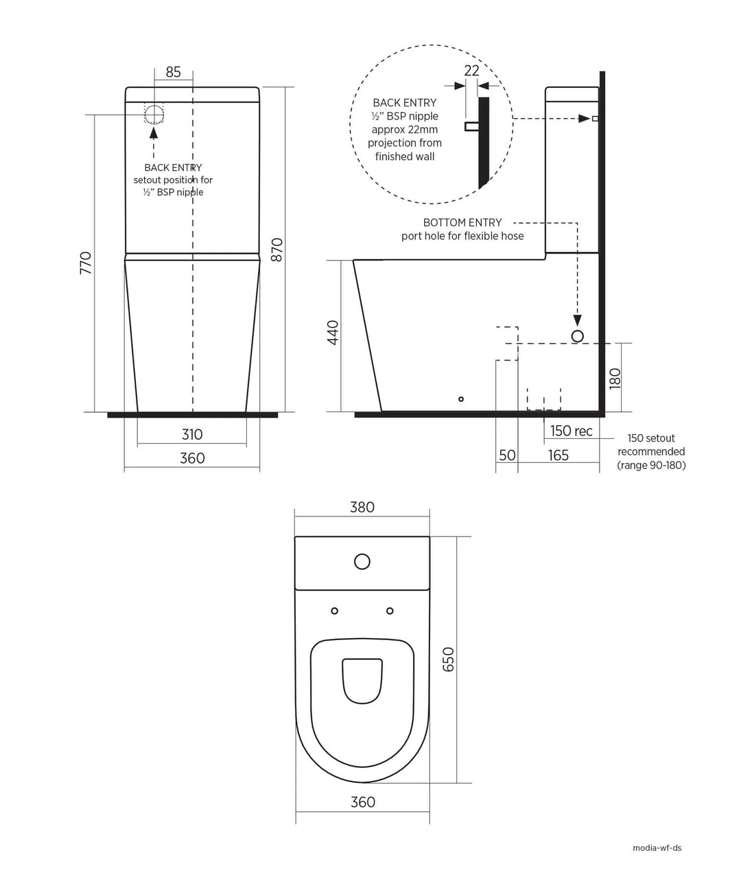 MODIA WALL FACED – Ambulant Compliant - with choice of seats Seima