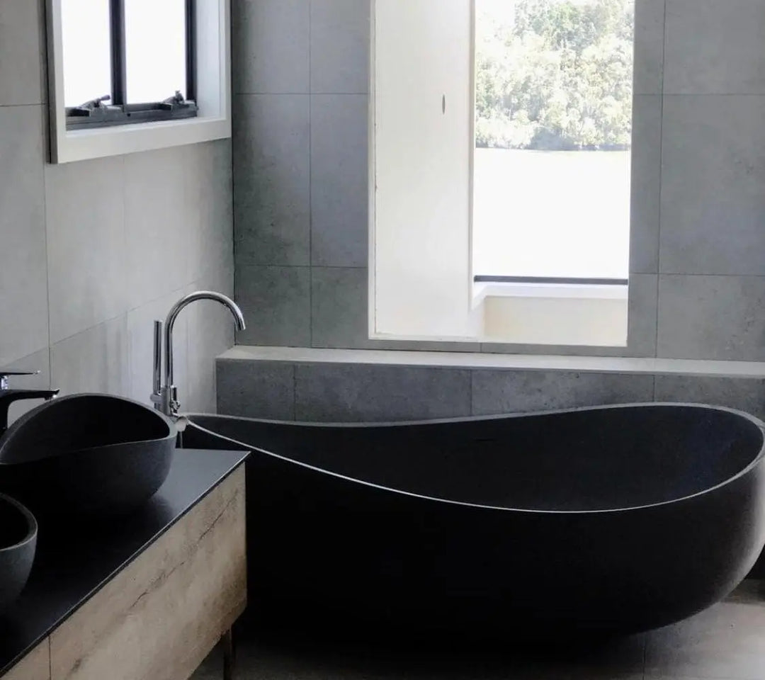 Onda Freestanding Cast Stone Bathtub 1800mm - various finishes PIETRA BIANCA
