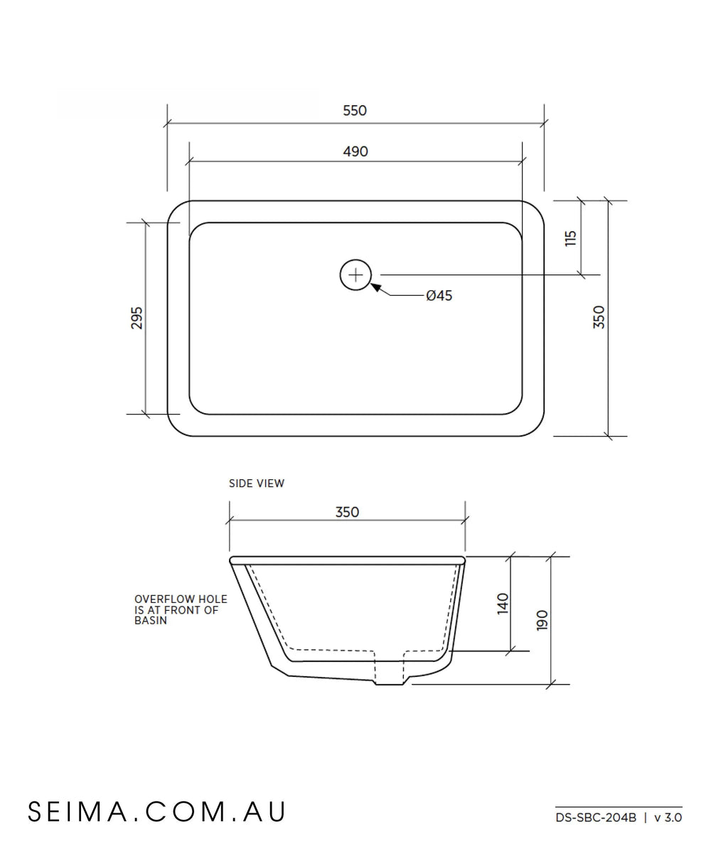 PLATI 204 black undermount basin seima