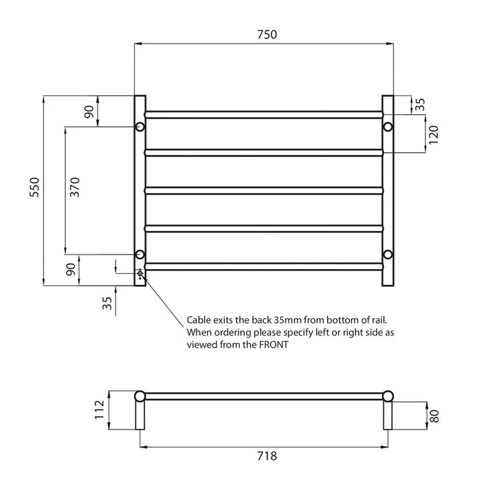 RTR03 5 Bar Heated Towel Rail Radiant Heating