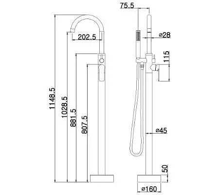 AKEMI BATH FILLER W HANDSHOWER Millennium
