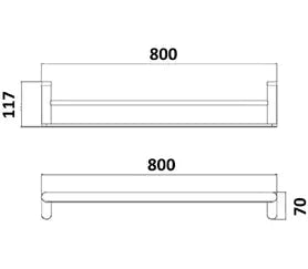 Akemi Double Towel Rail 600/800MM Millennium