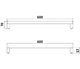 Akemi Single Towel Rail 600/800MM Millennium