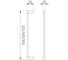 Finesa Single Towel Rail 600/800mm Millennium