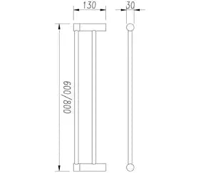 Finesa Double Towel Rail 600/800mm Millennium